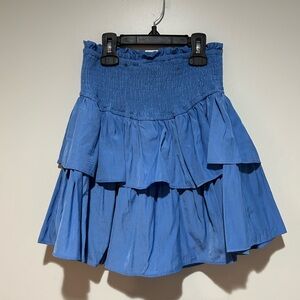 Blue Tiered Smocked Waist Skirt